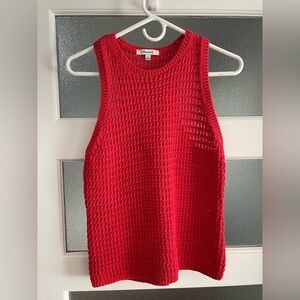 Madewell Red crochet knit tank top
